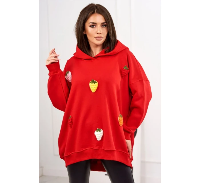 Zateplená mikina s jahodovým motívom červený