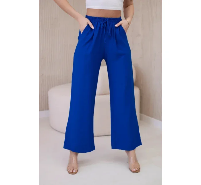 Viskózové kalhoty se širokými nohavicemi chrpa Viskózové kalhoty se širokými nohavicemi chrpa