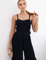 Skladaný overal s ramienkami námornícka modrá