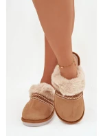 Dámské pantofle s kožešinou a výšivkou Camel Devianne Dámské pantofle s kožešinou a výšivkou Camel Devianne