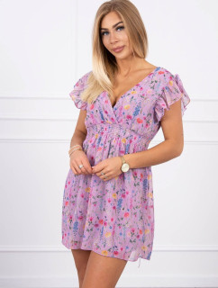 Kvetinové šaty s volánmi vo fialovej farbe