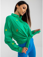 Zelená nadrozmerná košeľa na gombíky s výšivkou