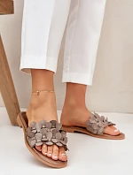 Dámske ploché papuče na podpätku 40381 Taupe - Zazoo