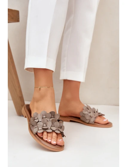 Dámské pantofle na plochém podpatku model 22014107 Taupe Zazoo - ZOiO Dámské pantofle na plochém podpatku model 22014107 Taupe Zazoo - ZOiO