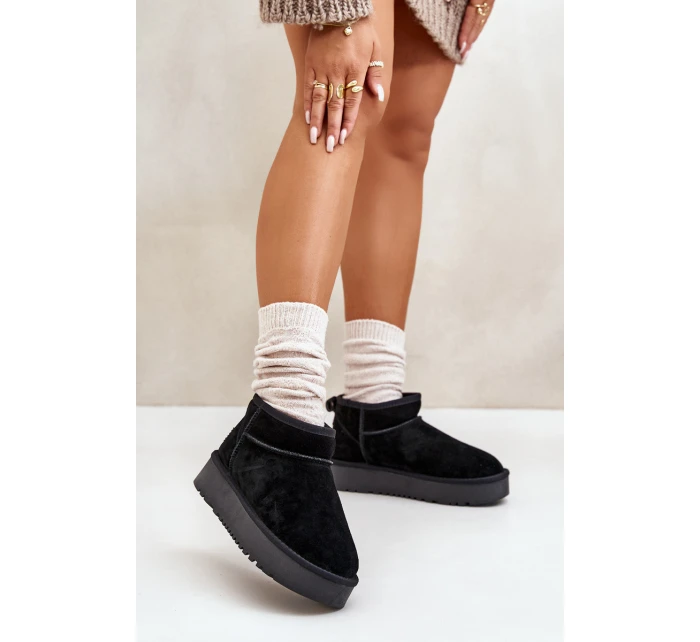 Dámské semišové sněhule na platformě černé model 21670434 - Boto