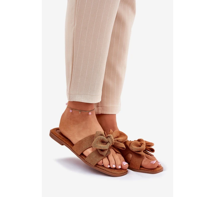 Płaskie Klapki Damskie Z Kokardką Camel Tobin