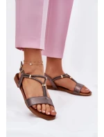 Dámské Plné Sandály S Pásky model 21698234 Grafitové - S.Barski Dámské Plné Sandály S Pásky model 21698234 Grafitové - S.Barski