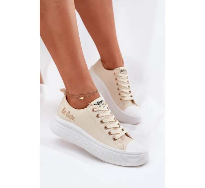 Trampki Damskie Na Platformie Lee Cooper LCW-24-44-2464L Beżowe