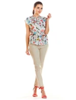 Dámská halenka model 18694737 Ecru s květy - Infinite You Dámská halenka model 18694737 Ecru s květy - Infinite You