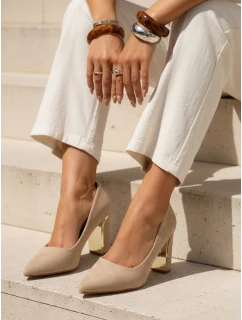 Dámske semišové lodičky na ihlovom podpätku béžovej farby FashionStreet ZY1398