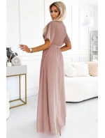 Dlouhé šaty se výstřihem a vázáním model 22316503 - numoco basic Dlouhé šaty se výstřihem a vázáním model 22316503 - numoco basic