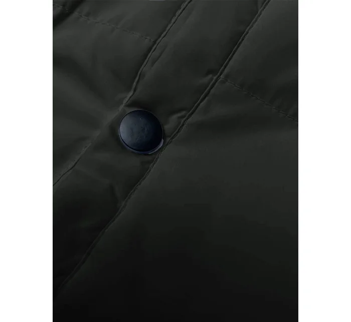 Dámská péřová vesta v army barvě se stojáčkem model 18914603 - J.STYLE Dámská péřová vesta v army barvě se stojáčkem model 18914603 - J.STYLE