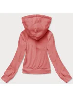 Krátká tepláková mikina v lososové barvě s kapucí model 20086931 - J.STYLE Krátká tepláková mikina v lososové barvě s kapucí model 20086931 - J.STYLE
