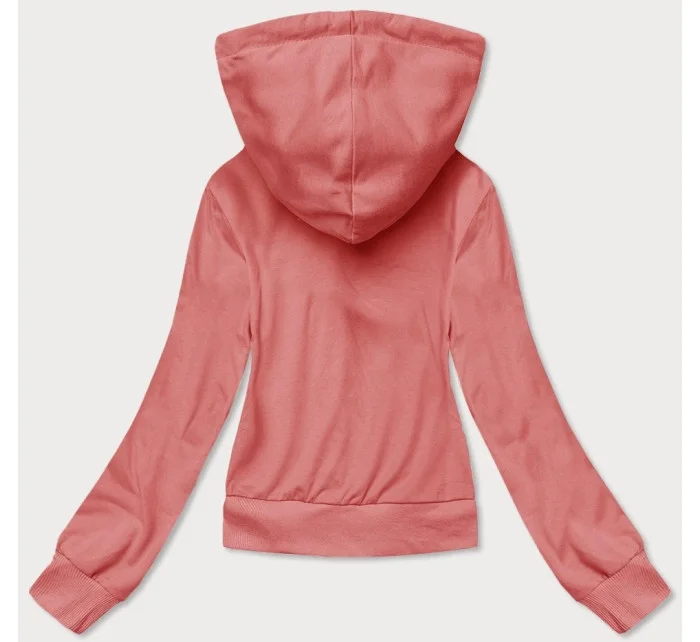 Krátká tepláková mikina v lososové barvě s kapucí model 20086931 - J.STYLE Krátká tepláková mikina v lososové barvě s kapucí model 20086931 - J.STYLE