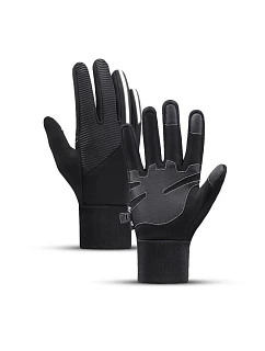 Zateplené protišmykové športové rukavice pre telefón (veľkosť XL) - čierne