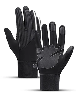 Zateplené protišmykové športové rukavice pre telefón (veľkosť XL) - čierne