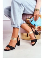 Sandały Damskie Na Słupku Zamszowe Czarne Enjoy Sandały Damskie Na Słupku Zamszowe Czarne Enjoy