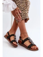 Dámske ploché sandále s ozdobami Sergio Leone Black
