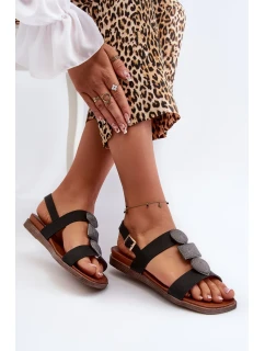 Dámske ploché sandále s ozdobami Sergio Leone Black