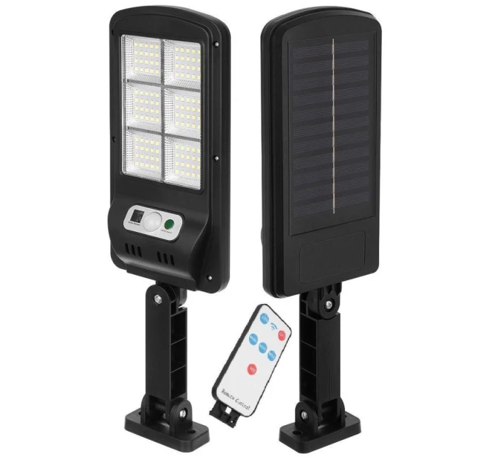 POULIČNÁ LAMPA SOLÁRNE SVIETIDLO 120LED + DIAĽKOVÉ OVLÁDANIE SENZOR POHYBU A SÚMRAKU