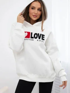 Zateplená bavlněná mikina s kapucí ecru