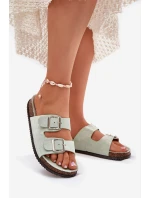 Klapki Damskie Z Klamrami Miętowe Oliena