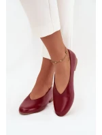 Dámské baleríny z ekokůže na nízkém podpatku bordové model 21710681 - Boto