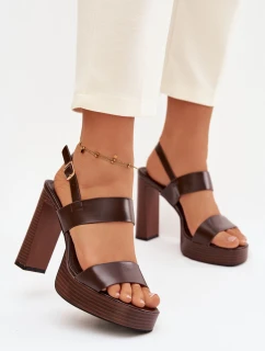 Dámské sandály na podpatku a platformě Ekologická kůže Čokoládové Hanelia