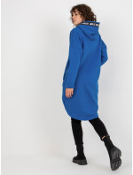 Dámska dlhá mikina na zips s kapucňou - modrá