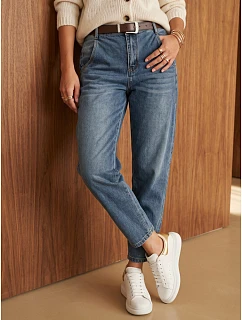 Dámske baggy džínsy s opaskom, modré, FashionStreet UY3193