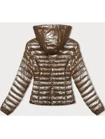 Prešívaná dámska bunda v karamelovej farbe s kapucňou (16M9106-84)