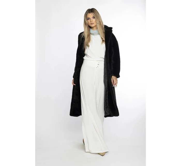 Dámsky čierny plyšový kabát Ann Gissy (AG1-J9172)