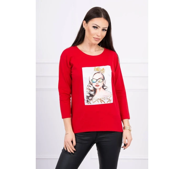 Halenka s grafikou dívky v 3D model 18743944 červená - K-Fashion Halenka s grafikou dívky v 3D model 18743944 červená - K-Fashion