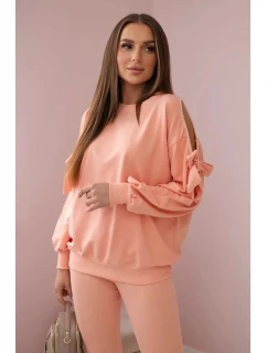 Sada mikiny s mašlí na rukávech a model 19747412 - K-Fashion