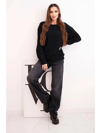 Dámská mikina s model 21494909 výstřihem basic z bavlny černá - K-Fashion