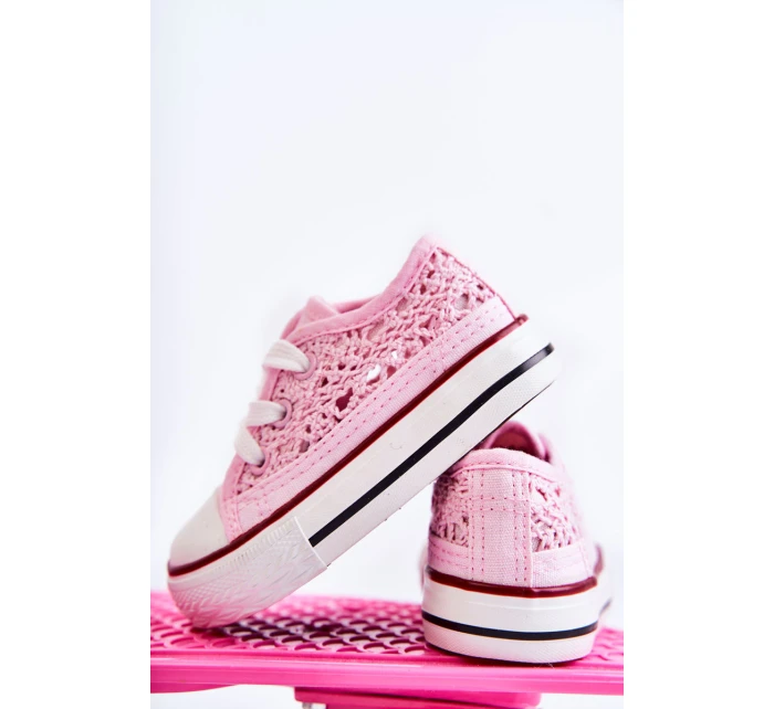 Dziecięce Trampki Z Koronką Różowe Roly-Poly Dziecięce Trampki Z Koronką Różowe Roly-Poly