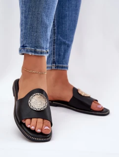 Pantofle Na Podpatku S Dekorací Černé model 21685588 - Boto