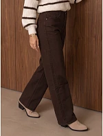 Dámske baggy džínsy s vysokým pásom, hnedé, FashionStreet UY3197 Dámske baggy džínsy s vysokým pásom, hnedé, FashionStreet UY3197