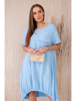 Nadrozmerné šaty s vreckami modré