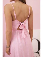 Dámské šaty na ramínka s rozšířeným spodkem světle růžová