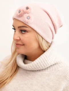 Dámska čiapka s ozdobnými chlpatými kvetmi elegantná čierna