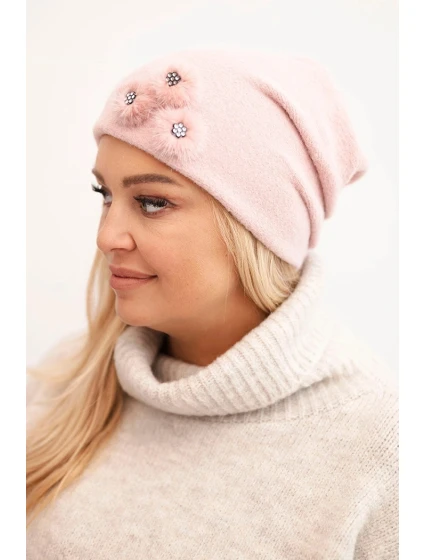 Dámská čepice s ozdobnými model 21489442 květinami elegantní černá - K-Fashion