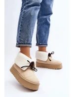 Śniegowce Na Platformie Z Kożuchem Jasnobeżowe Olimuka Śniegowce Na Platformie Z Kożuchem Jasnobeżowe Olimuka