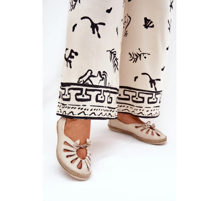 Ploché baleríny z přírodní kůže model 21686523 béžové - Zazoo