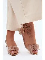 Dámské sandály průhledné s krystaly Zlaté model 22140888 - D&A