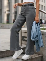 Dámske džínsy s vysokým pásom a širokými nohavicami sivé FashionStreet UY2908