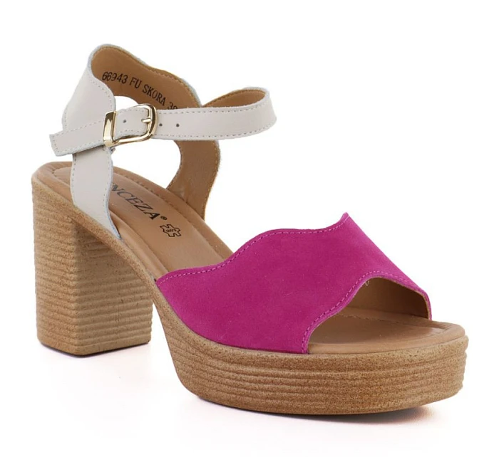 kožené sandály na podpatku model 22116357 - VINCEZA