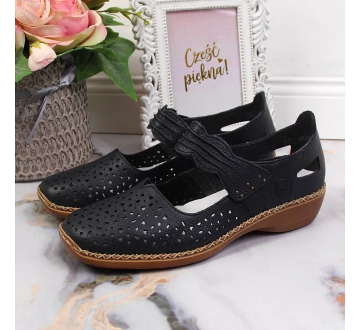 W model 22008934 tmavě modrá kožená polobotka - Rieker