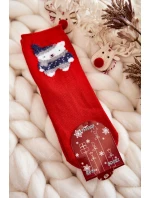 Młodzieżowe Skarpety Gładkie Z Misiem Czerwone