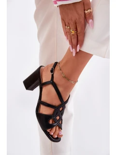 Damskie Sandały Na Obcasie Słupku Sergio Leone SK884 Czarne